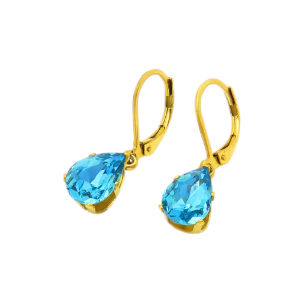 Ατσάλινα Κρεμαστά Σκουλαρίκια με Γαλάζια Πέτρα σε Σχήμα Δάκρυ 2cm (E3236-1)