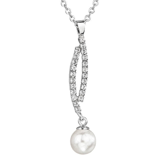 Κολιέ από ορείχαλκο με πέρλα & κρύσταλλα Swarovski crystal (F1093)