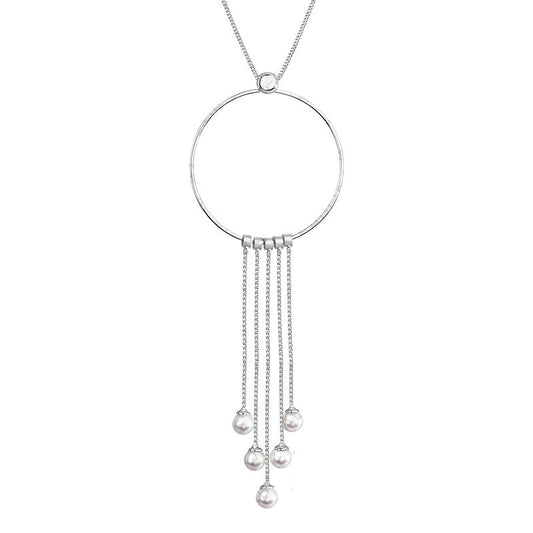 Κολιέ από ορείχαλκο μακρύ με Swarovski crystal white 117cm (F1094)