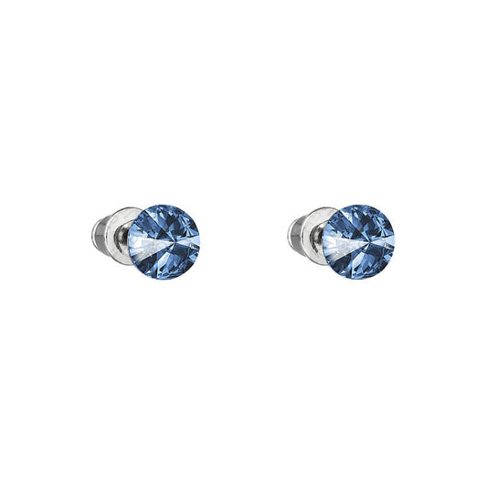 Σκουλαρίκια καρφωτά με κρύσταλλο swarovski μπλε montana 0.6cm (F1102)