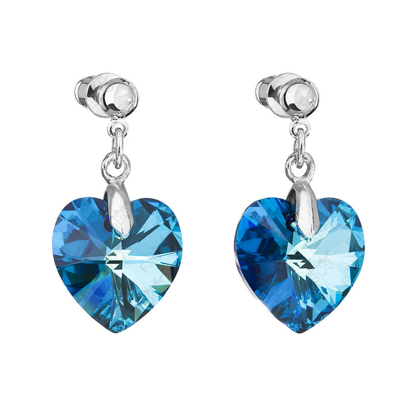 Σκουλαρίκια Καρδιές με Μπλε Κρύσταλλα Swarovski (F1134)