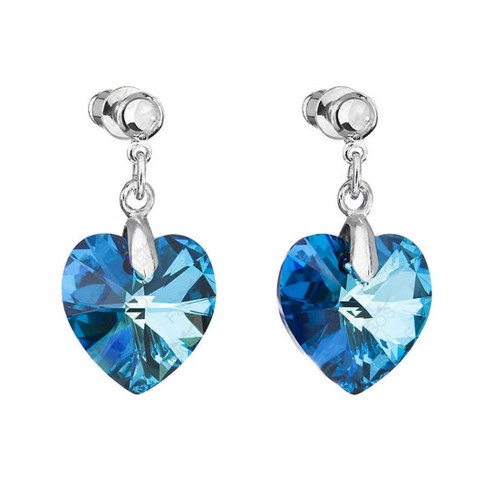 Σκουλαρίκια Καρδιές με Μπλε Κρύσταλλα Swarovski (F1134)