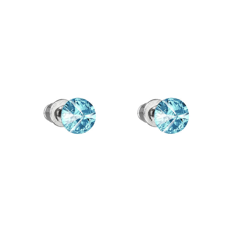 Σκουλαρίκια καρφωτά με κρύσταλλο swarovski aquamarine 0.6cm (F1155)