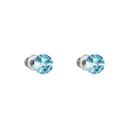 Σκουλαρίκια καρφωτά με κρύσταλλο swarovski aquamarine 0.6cm (F1155)