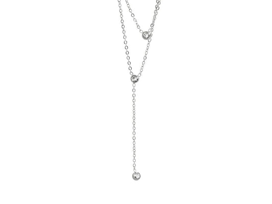 Ατσάλινο κολιέ με κρύσταλλα Swarovski χρώμα ασημί (J1035)