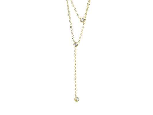 Ατσάλινο κολιέ με κρύσταλλα Swarovski επιχρυσωμένο (J1036)