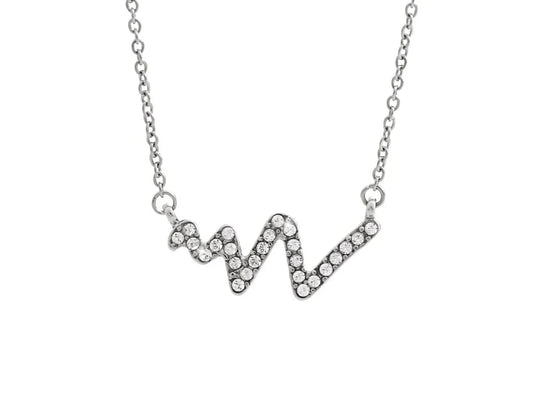 Ατσάλινο κολιέ με κρύσταλλα Swarovski (J1047)