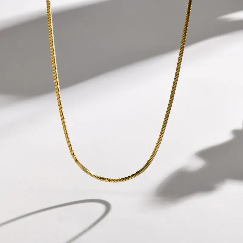 Ατσάλινη αλυσίδα λαιμού μήκος 40 εκατοστά επιχρυσωμένη 18k (N1427) - necklace - charmy.gr