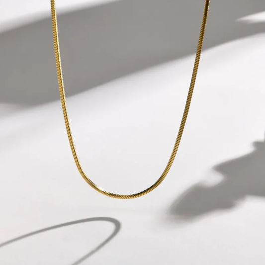 Ατσάλινη αλυσίδα λαιμού μήκος 40 εκατοστά επιχρυσωμένη 18k (N1427) - necklace - charmy.gr