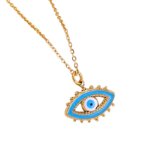 Ατσάλινο κολιέ ματάκι 18k (N1707)