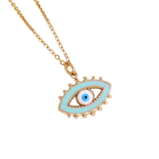 Ατσάλινο κολιέ ματάκι 18k (N1712)