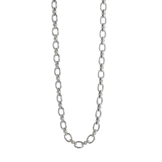 Ατσάλινο Κολιέ με Κρίκους Ασημί (N1819)