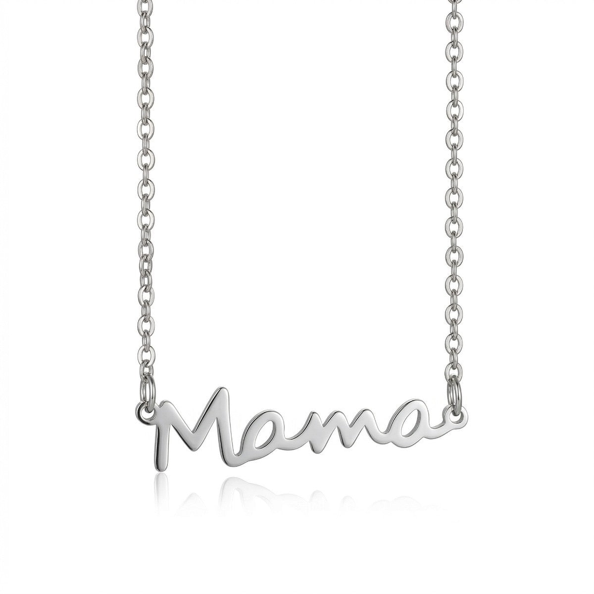 Ατσάλινο Κολιέ “Mama” Ασημί (N1859)
