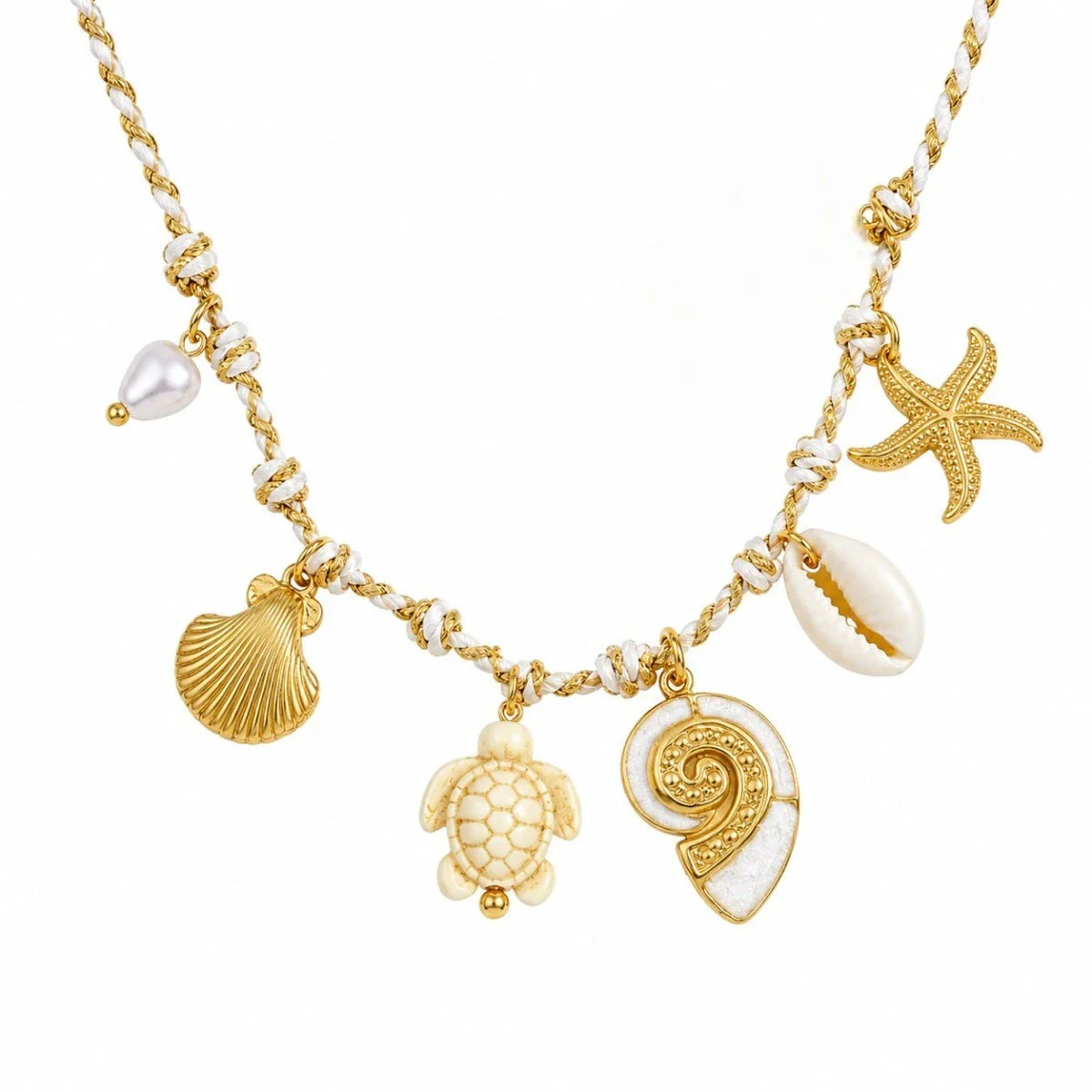 Κολιέ Θαλασσινό Boho με Charms – Καλοκαιρινό (N1895)