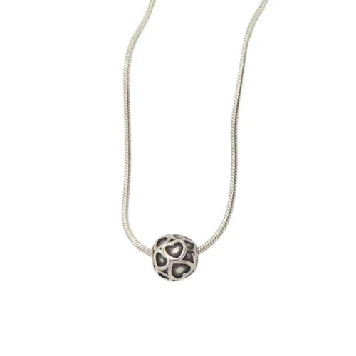 Ατσάλινο Κολιέ με Διακοσμητική Χάντρα σε Σχέδιο Καρδιάς (N3204)