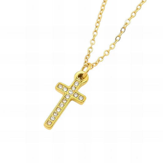 Ατσάλινο Κολιέ με Σταυρό και Ζιργκόν 1.8cm (N3240)