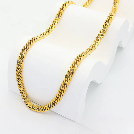 Ατσάλινο Κολιέ Χρυσό – Flat Cuban Chain 4.5mm (N3295)