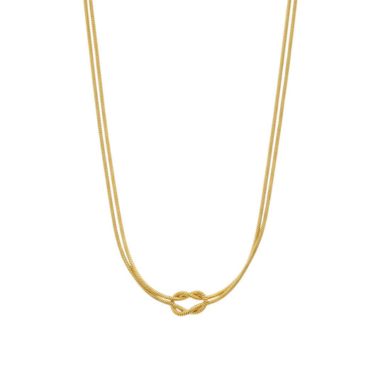 Ατσάλινο Χρυσό Κολιέ με Κόμπο – 40 + 5 cm (N3316)