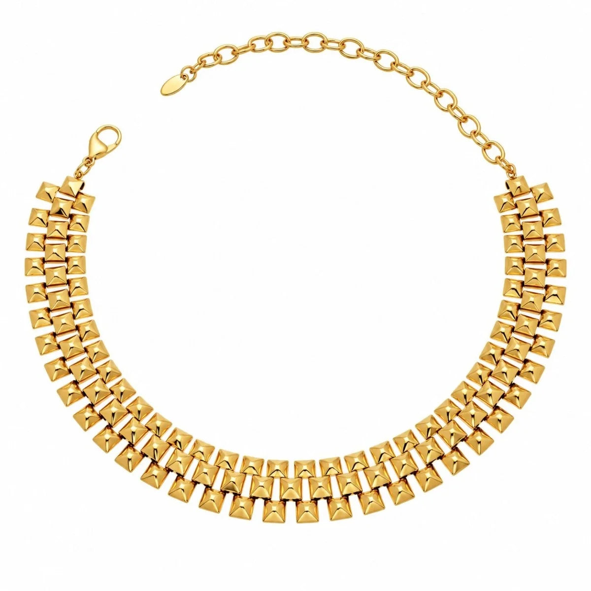 Χρυσό Ατσάλινο Κολιέ Choker 316L Γεωμετρικό (N5013)