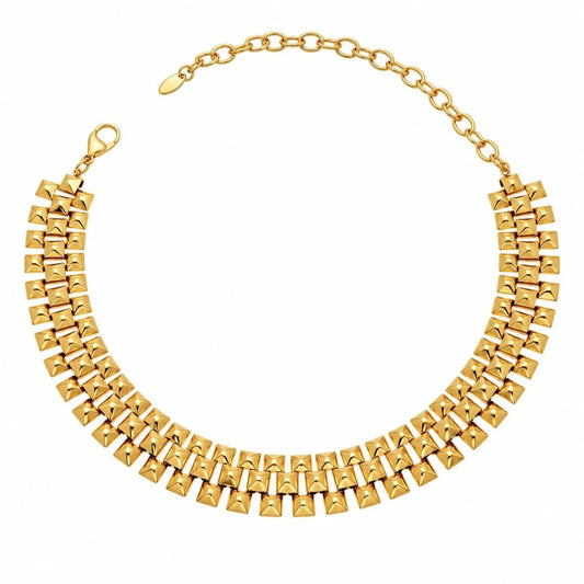Χρυσό Ατσάλινο Κολιέ Choker 316L Γεωμετρικό (N5013)