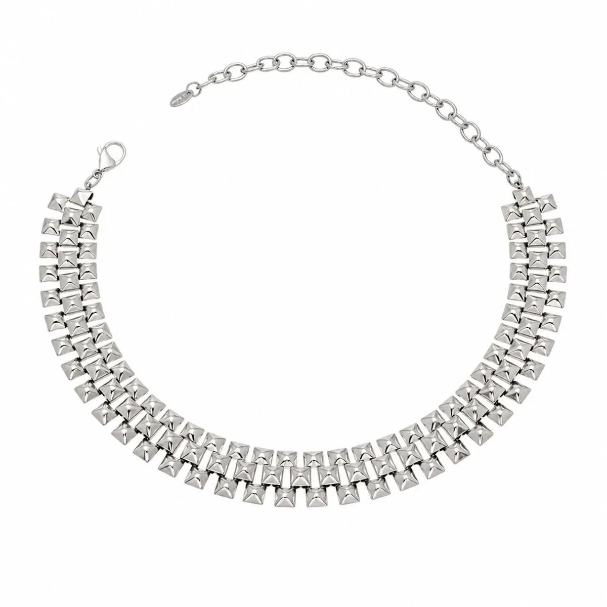 Ασημί Ατσάλινο Κολιέ Choker 316L Γεωμετρικό (N5014)