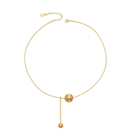 Χρυσό Ατσάλινο Κολιέ Choker Σφαίρα Drop (N5026)