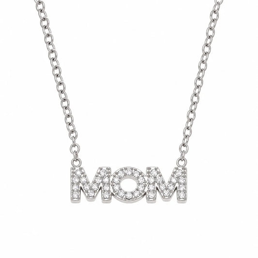 Ασημί Ατσάλινο Κολιέ 316L Mom με Ζιργκόν (N5033)