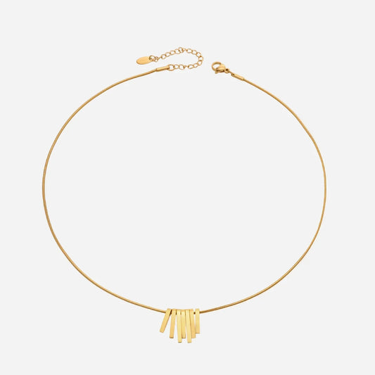 Χρυσό Ατσάλινο Κολιέ Choker Γεωμετρικές Ράβδοι (N5036)