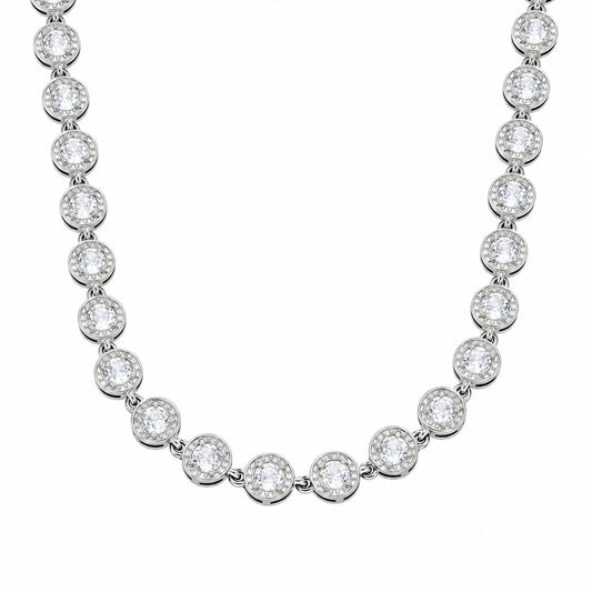 Ασημί Ατσάλινο Κολιέ Choker 316L Διαφανή Ζιργκόν (N5061)