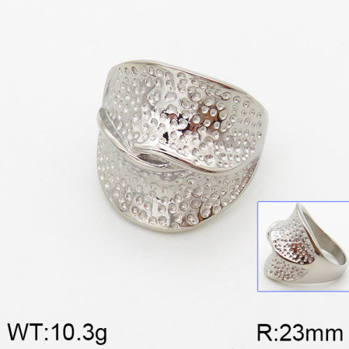 Ατσάλινο Ασημί Δαχτυλίδι με Hammered Υφή (R3154)