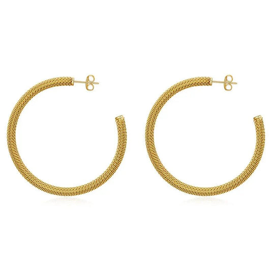 Ατσάλινοι κρίκοι με πλέγμα χρώμα χρυσό 5 εκατοστά (E1357)