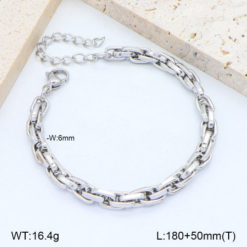 Ατσάλινο βραχιόλι αλυσίδα με ορθογώνιους κρίκους (B3567)