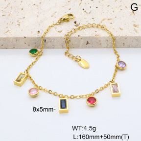 Ατσάλινο βραχιόλι με πολύχρωμα κρεμαστά charms (B3569)