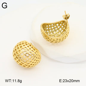 Σκουλαρίκια ατσάλι χρυσά πλεκτά 2.3cm (E3401)
