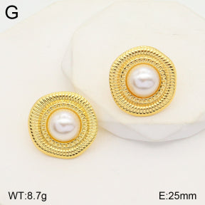 Σκουλαρίκια ατσάλι χρυσά με πέρλα 2.5 cm (E3432)