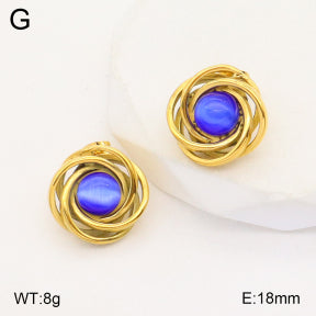 Σκουλαρίκια ατσάλι χρυσά με μωβ πέτρα 1.8 cm (E3438)