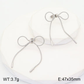 Σκουλαρίκια ατσάλι ασημί φιόγκος μακριά 4.7 cm (E3441)