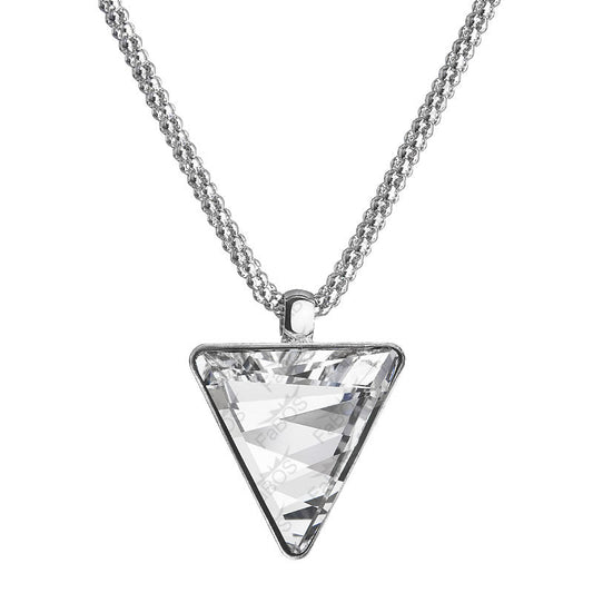 Κολιέ ορείχαλκος ασημί με κρύσταλλο Swarovski τρίγωνο 3x2.5cm (F1157)