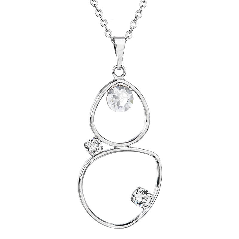 Κολιέ ορείχαλκος ασημί με κρύσταλλα Swarovski (F1158)