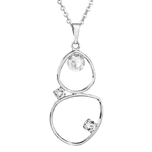 Κολιέ ορείχαλκος ασημί με κρύσταλλα Swarovski (F1158)