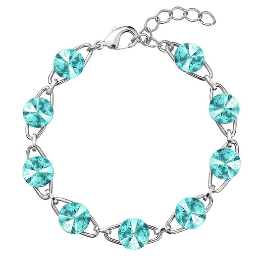 Βραχιόλι ορείχαλκος ασημί με κρύσταλλα Swarovski light turquoise (F1162)