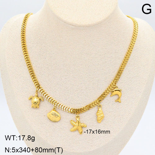Κολιέ ατσάλι χρυσό με charms  (N3434)