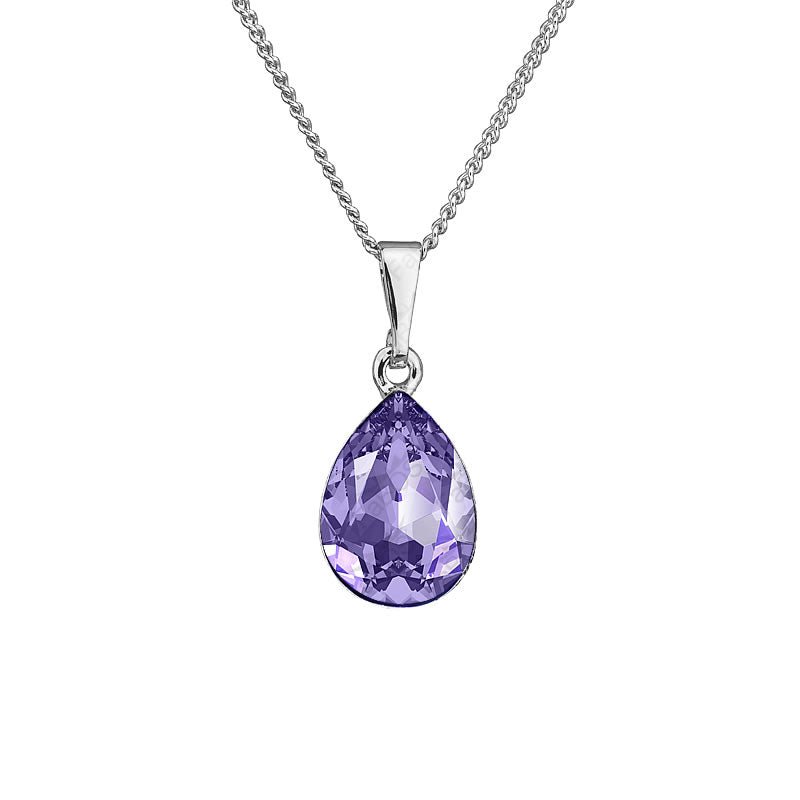 Χειροποίητο κολιέ με κρύσταλλα Swarovski σταγόνα μωβ χρώμα (F1014) – necklace – charmy.gr