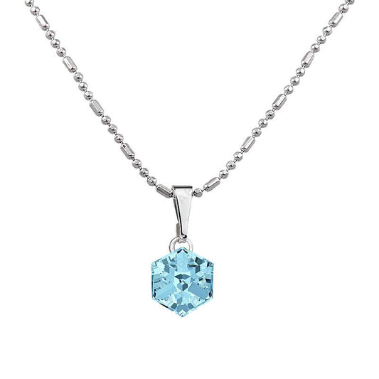 Χειροποίητο κολιέ με κρύσταλλο Swarovski σε χρώμα aquamarine (F1009)